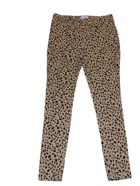 crown & ivy Black Spot Tan Animal Print Pants